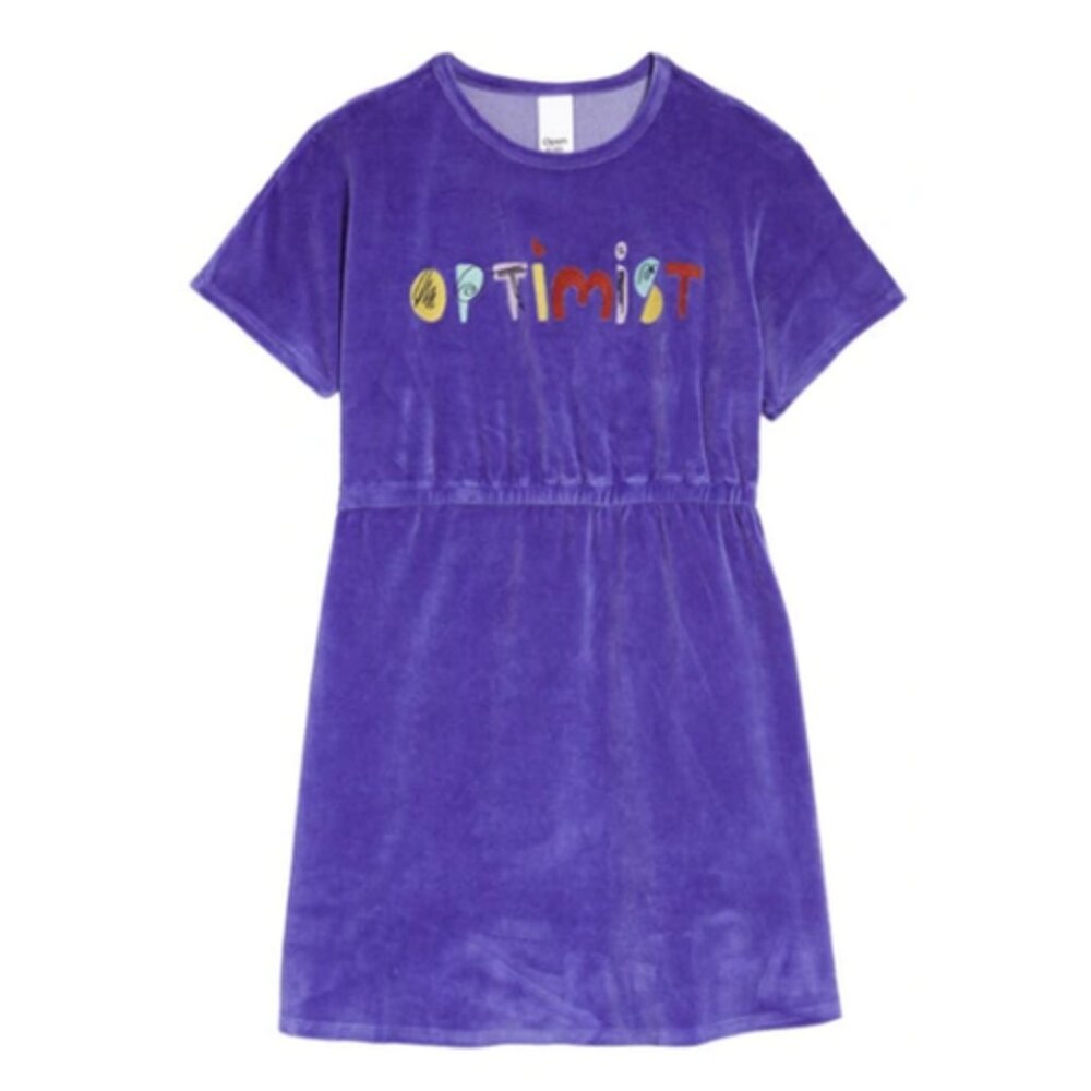 Open Edit Kids' Crew Neck Optimist Velour Dress Purple Storm Optimist Size 7 NWT